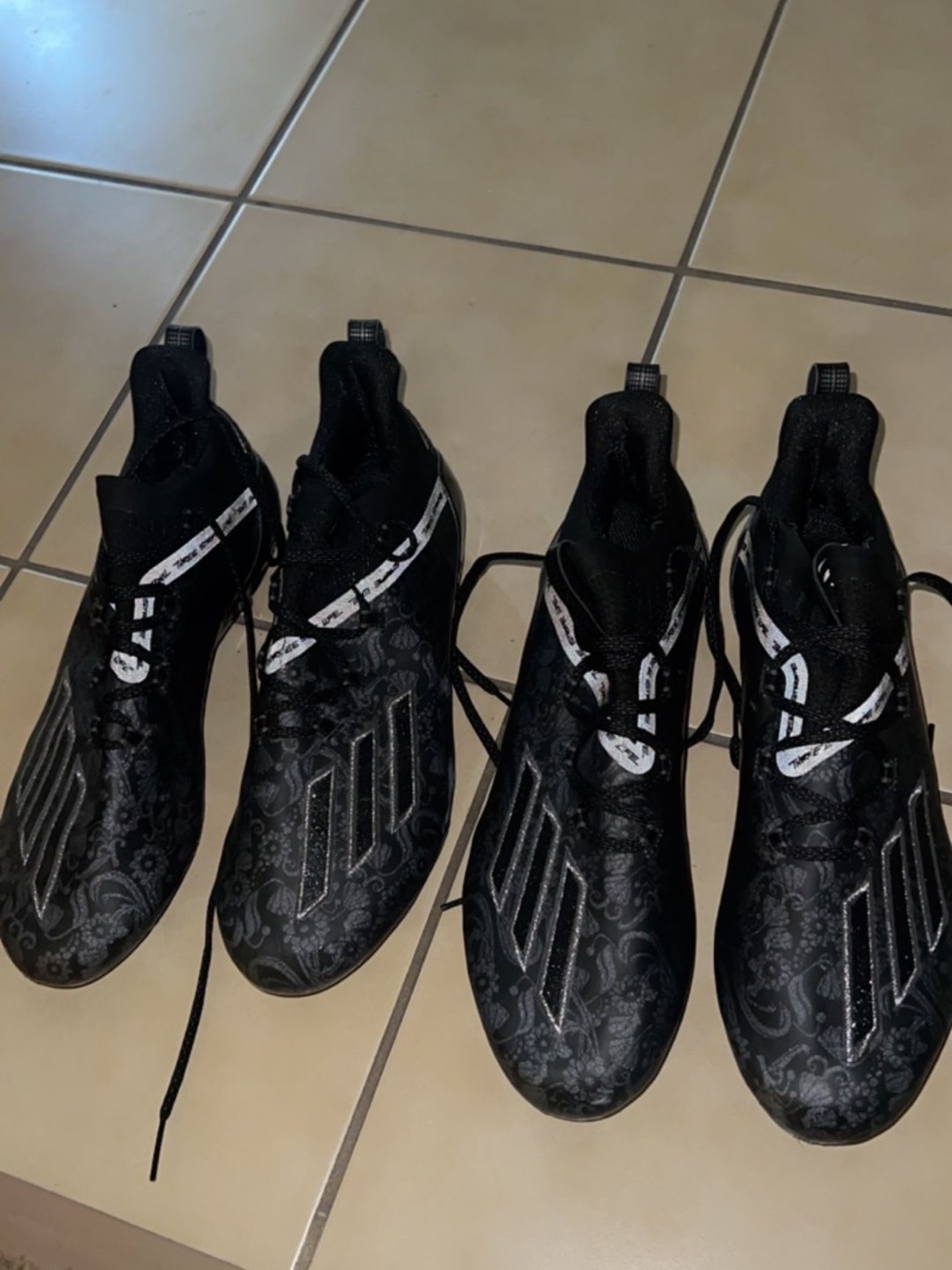Adidas Men's Black Paisley-Pattern Athletic Cleats